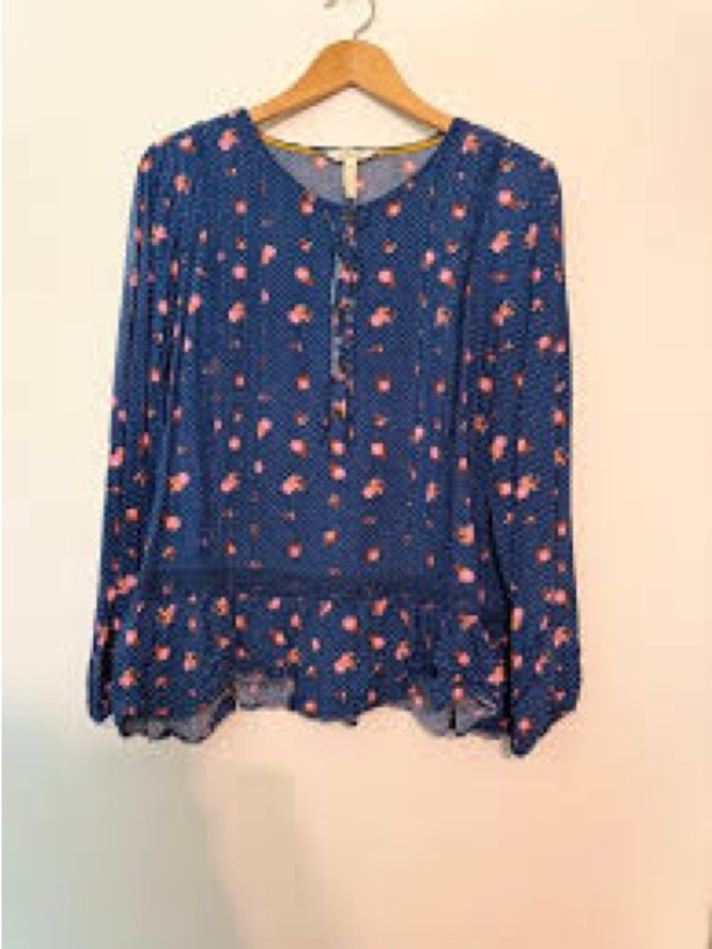Matilda Jane Blue Blouse with Pink Floral Print